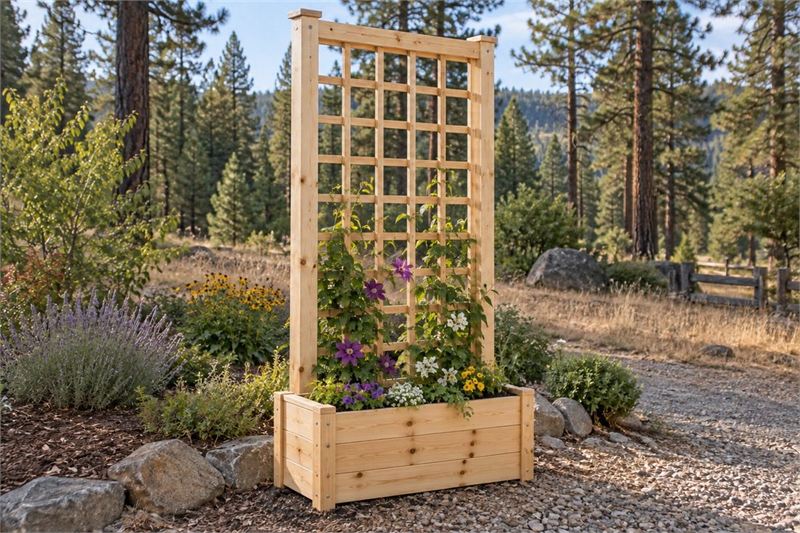 Example design: trellis with planter box in pine